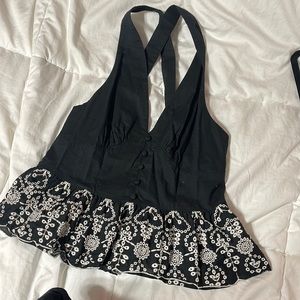 Black peplum style tank